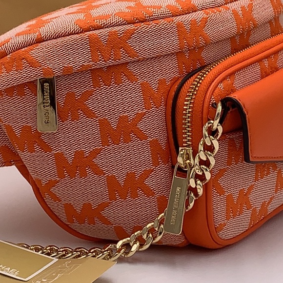 MICHAEL KORS Maisie Large Logo 2-in-1 Sling Waist Fanny Pack Crossbody Poppy NWT - Picture 15 of 16